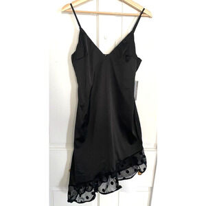 LuLu's - Women's little black sexy satin a symmetric sleeveless dress Medium